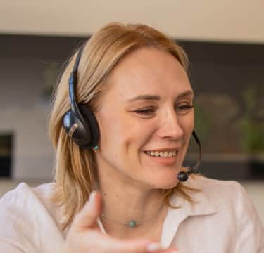 Female receptionist with black headphone