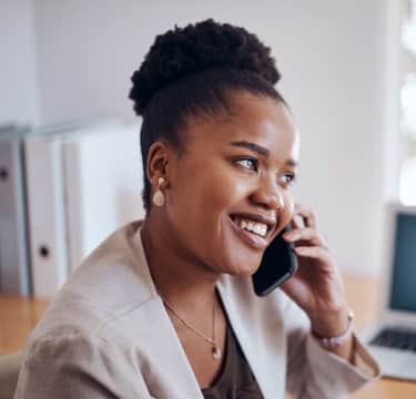Female receptionist with black headphone