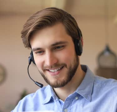 Male receptionist with black headset