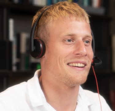 Male receptionist with headset