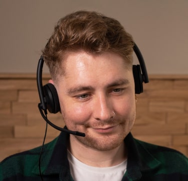 Male receptionist with headset