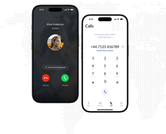 Two mobile showing calling and numbers illustration