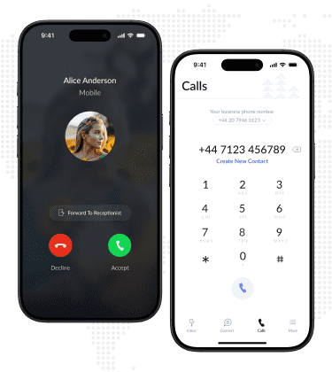 Two mobile showing calling and numbers illustration