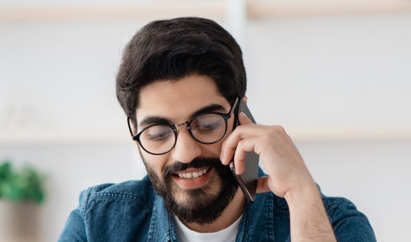 Portrait of young person on a call
