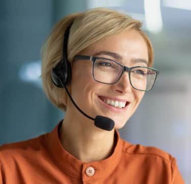 Female receptionist with black headset