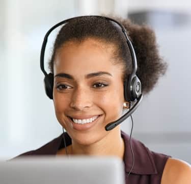 Female receptionist smiling