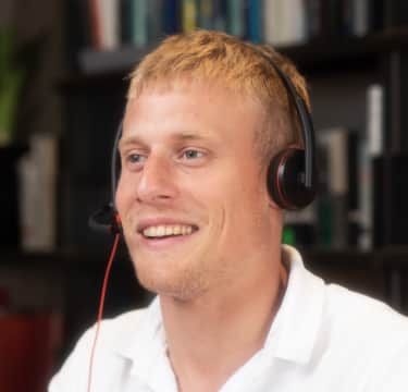 Male receptionist with headset
